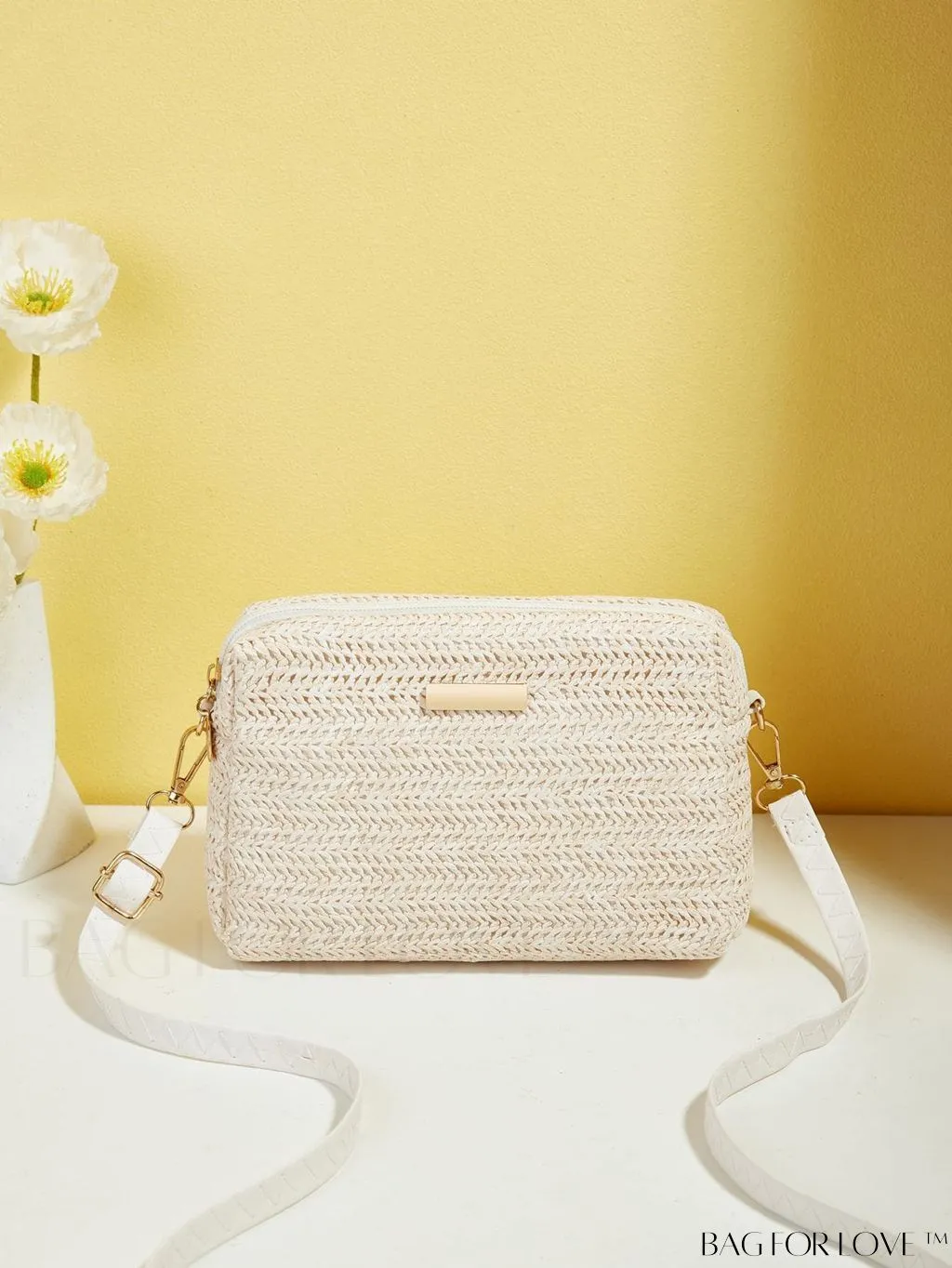 BagForLove - Minimalist Straw Bag with Metal Accent - Perfect Mothers Day Gift