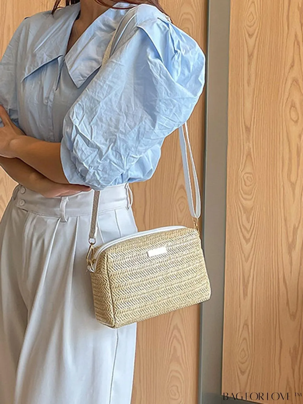 BagForLove - Minimalist Straw Bag with Metal Accent - Perfect Mothers Day Gift