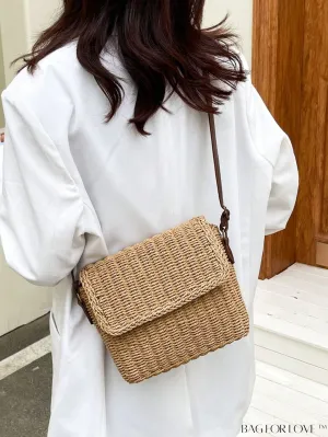 BagForLove - Polyester Flap Vacation Bag: Medium-Sized Straw Tote