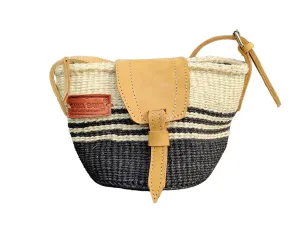 Balance Handmade Shoulder Kiondo Small Sisal Crossbody Bag, Hand Woven Purse with Adjustable Leather Strap, Lightweight Summer Bags for Women, Vacation Beach Purse with Flap and Zipper Closure Ideal for Travel