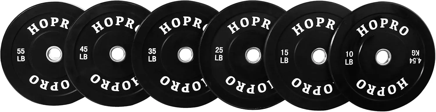 BalanceFrom Fitvids Color Coded Olympic Bumper Plate Weight Plate with Steel Hub, Pairs or Sets