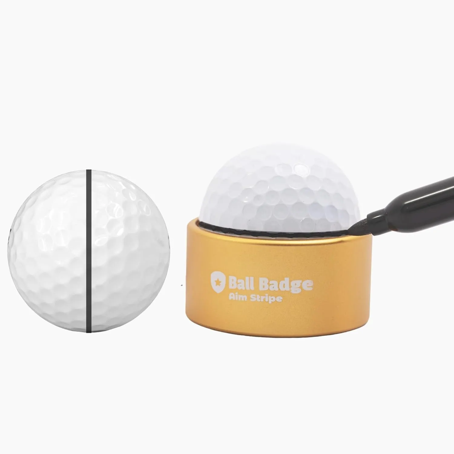 Ball Badge Aim Stripe - 360 Degree Golf Ball Line Marker Kit with Golf Bag Attachment for Perfect Alignment and Precision Putting