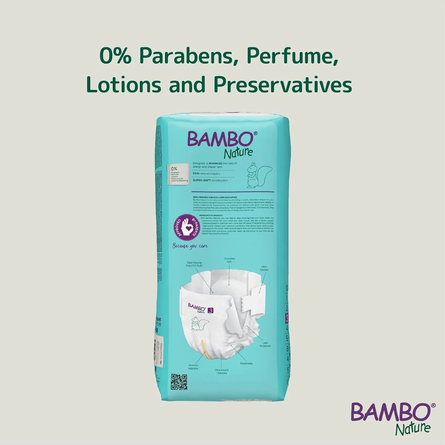 Bambo Nature Hypoallergenic Baby Diapers, Eco-Labeled Diapers, Enhanced Leakage Protection, Totally Chlorine-Free, Skin Friendly, and Super Absorbent - Size 3 (156 Count)