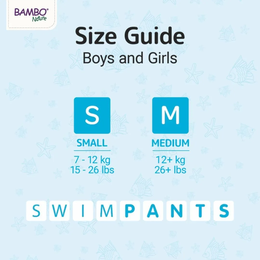Bambo Nature Hypoallergenic Swim Pants, Eco-Labeled Swim Diapers, Double Leak Barriers - Small (12 Count)