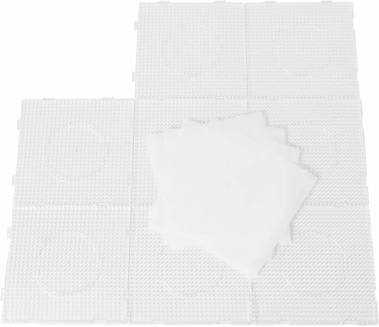 BANCHELLE Fuse Beads Boards 5mm with 4 Ironing Papers, PegBoards Plastic Kits Large Square Clear 12 PCS