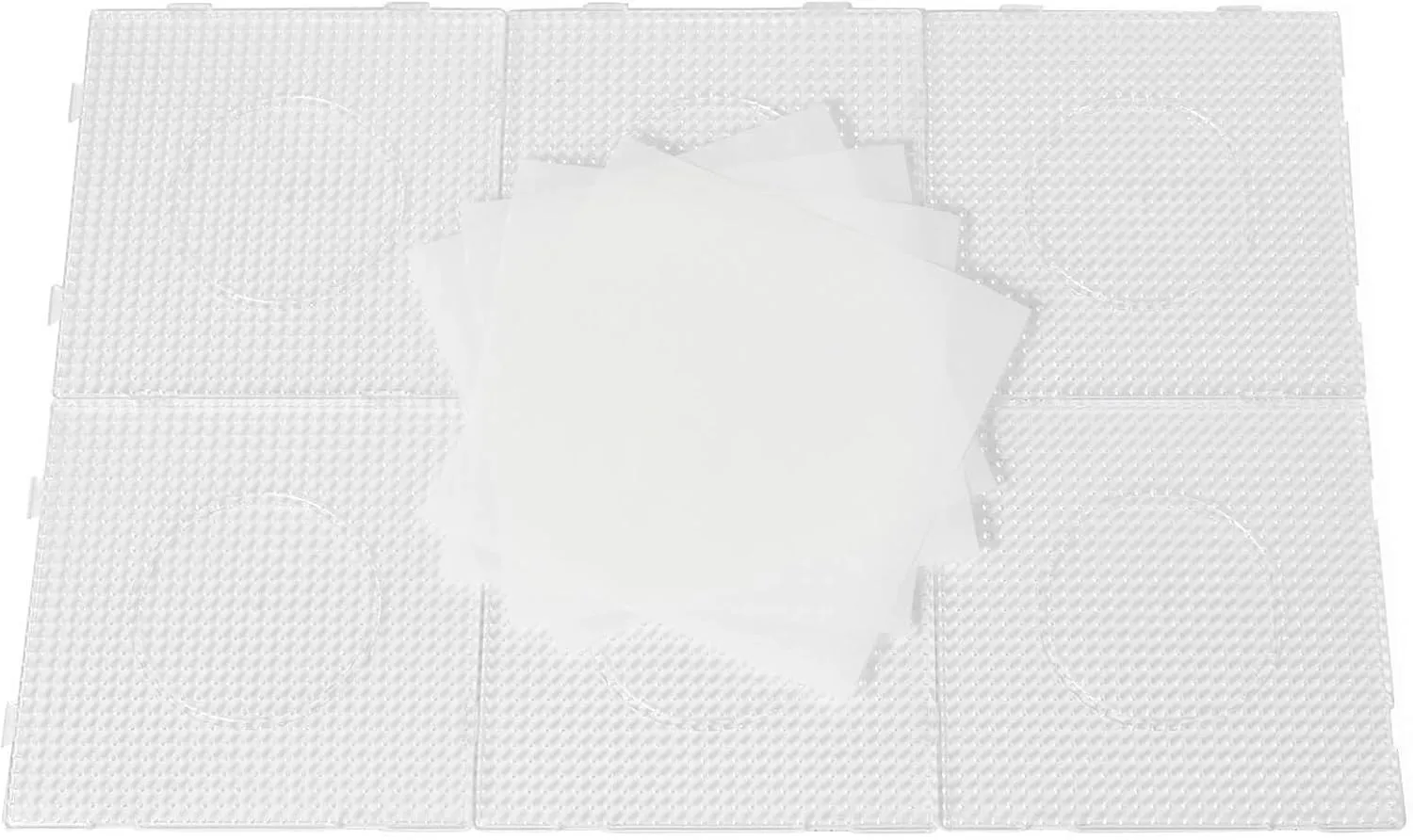 BANCHELLE Fuse Beads Boards 5mm with 4 Ironing Papers, PegBoards Plastic Kits Large Square Clear 12 PCS