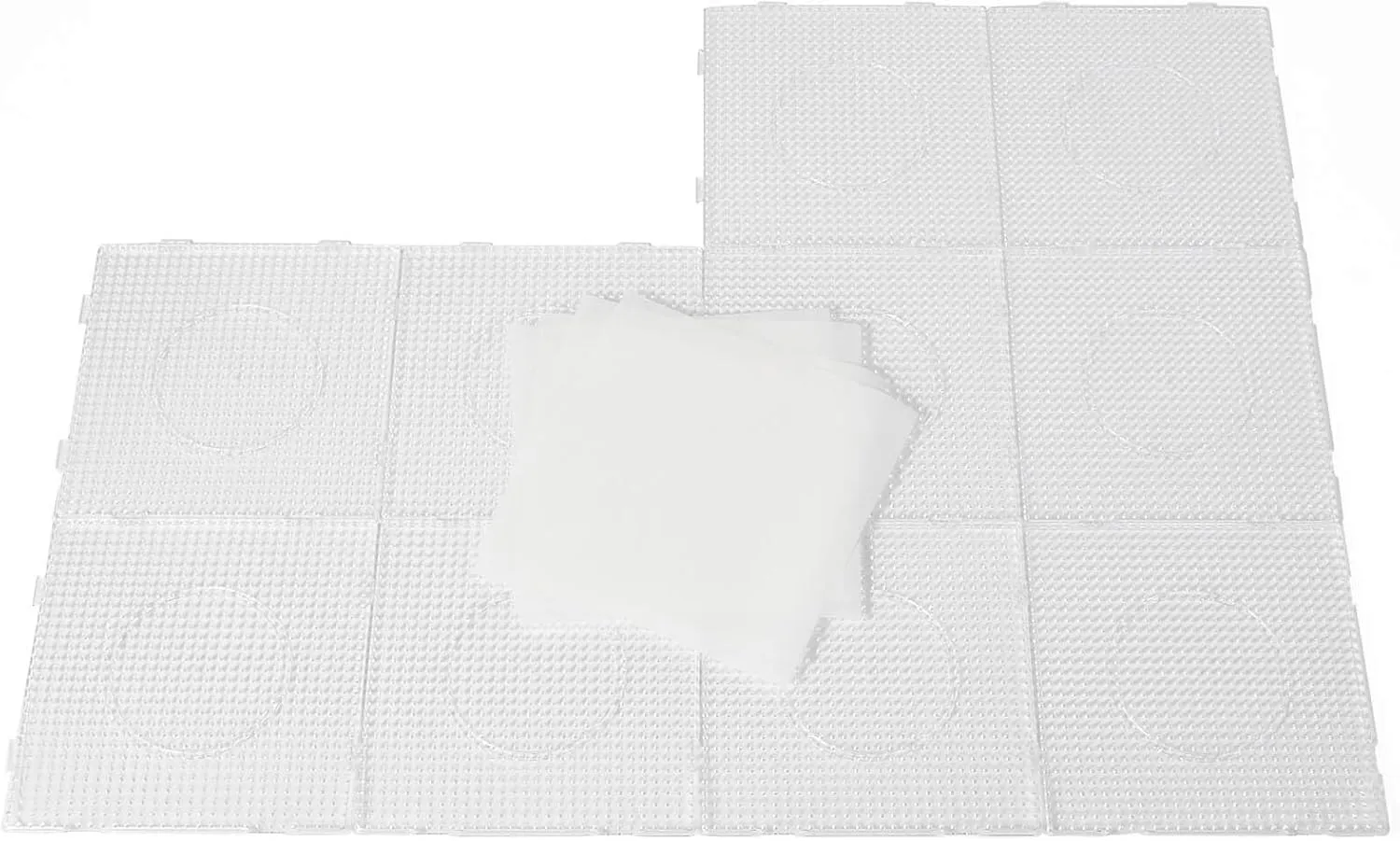 BANCHELLE Fuse Beads Boards 5mm with 4 Ironing Papers, PegBoards Plastic Kits Large Square Clear 12 PCS