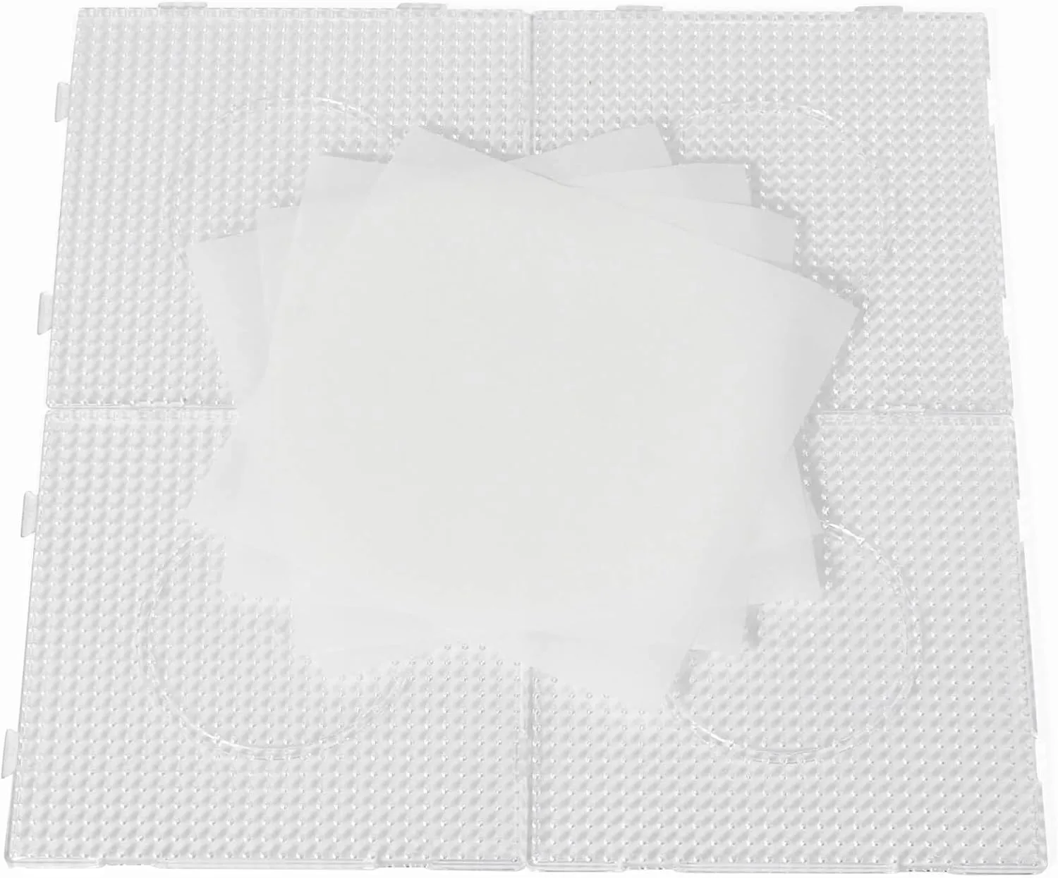 BANCHELLE Fuse Beads Boards 5mm with 4 Ironing Papers, PegBoards Plastic Kits Large Square Clear 12 PCS