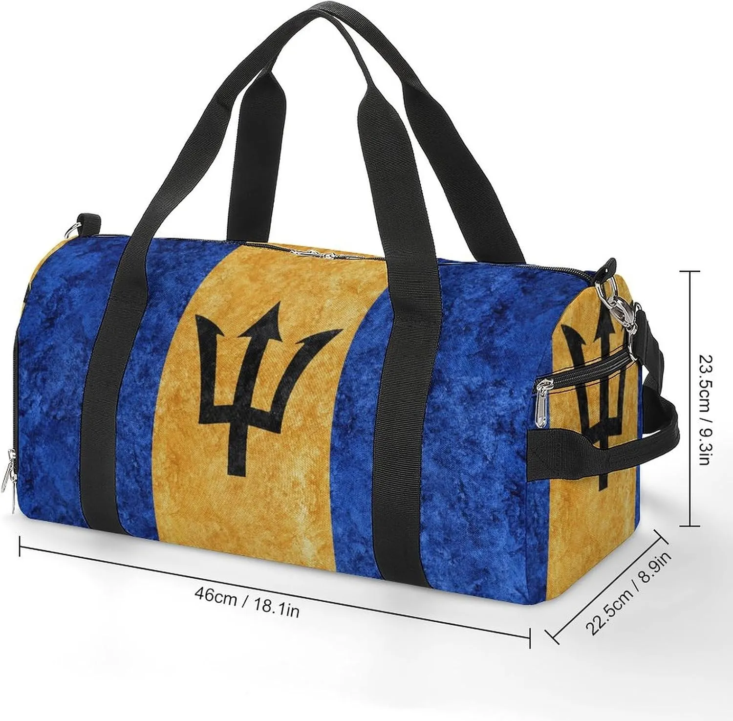 Barbados Flag Textured Lightweight Duffel Bag with Shoe Compartment for Yoga Gym Travel