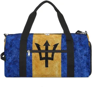 Barbados Flag Textured Lightweight Duffel Bag with Shoe Compartment for Yoga Gym Travel