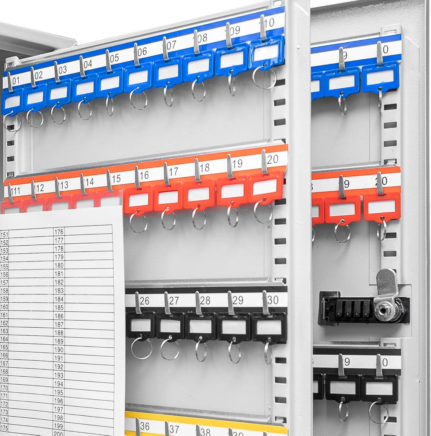 Barska Labeled Key Shelves with 301-400 Numbered Hooks for Key Cabinets