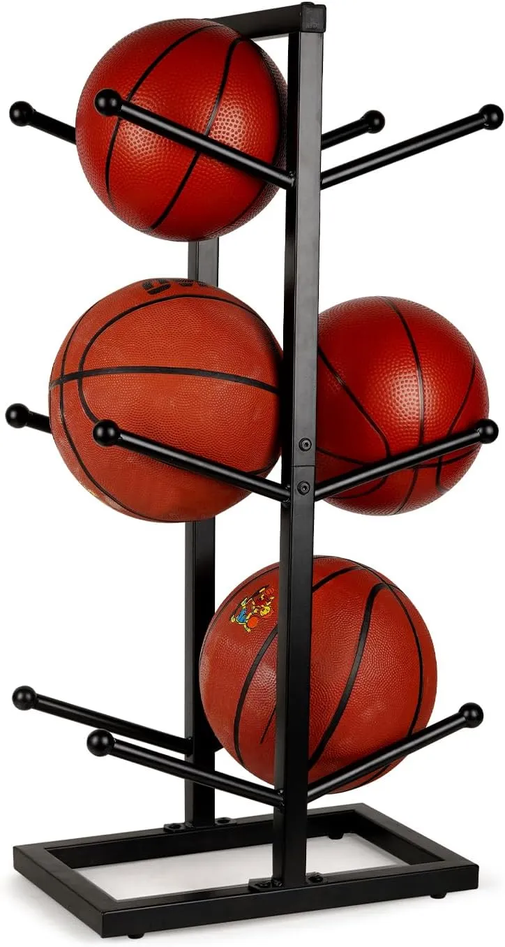 Basketball Organizers Metal Ball Storage Rack Sports Storage for Indoor Outdoor