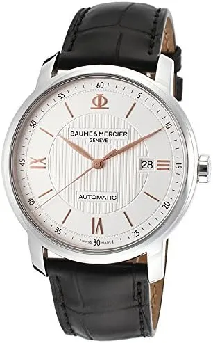 Baume & Mercier Men's Classima Automatic Silver Dial Black Genuine Leather