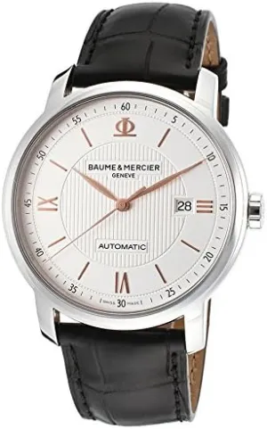 Baume & Mercier Men's Classima Automatic Silver Dial Black Genuine Leather