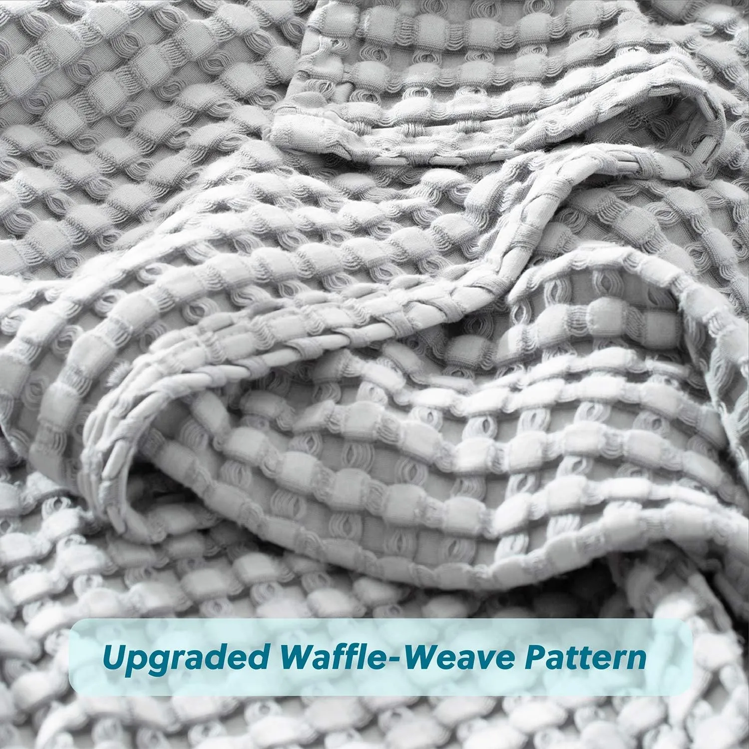 Bedsure Cooling Cotton Waffle King Size Blanket - Lightweight Breathable Summer Blanket of Rayon Derived from Bamboo for Hot Sleepers, Luxury Throws for Bed, Couch and Sofa, Grey, 104x90 Inches
