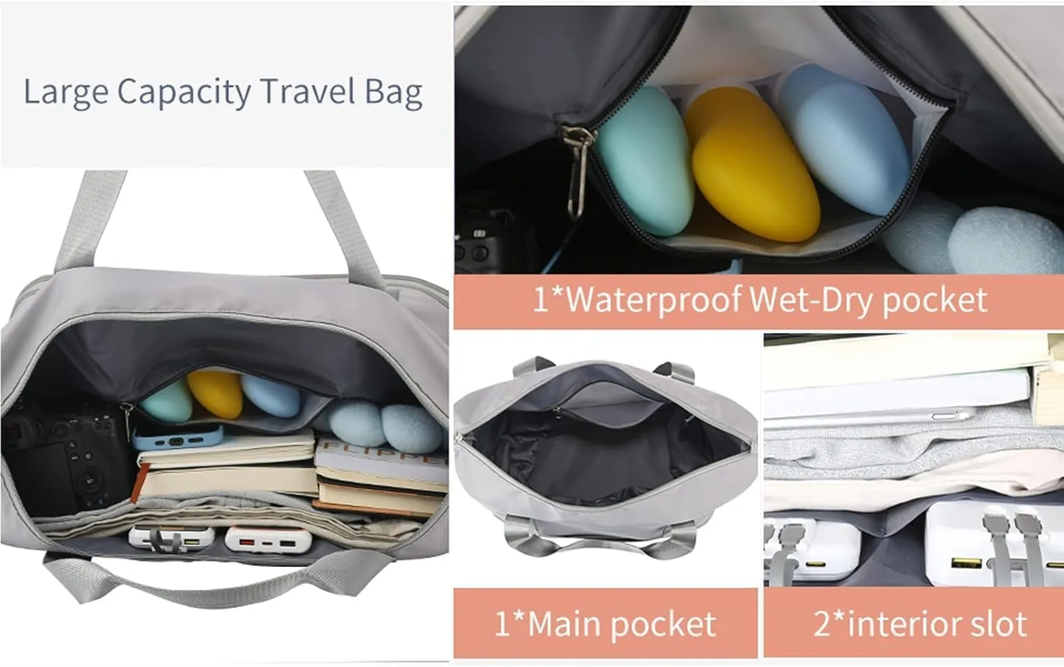 Beente Travel Bag With Wheels, 2025 New Large Capacity Travel Bag - Universal Wheel Removable, Expandable Foldable, Weekend Carry On Luggage Bag (Black)