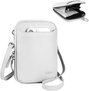 befen Genuine Leather Crossbody Cell Phone Purse for Women, Small Zip Around RFID Blocking Crossbody Wallet Bags