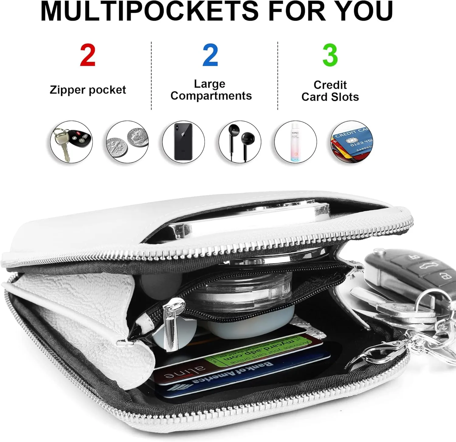 befen Genuine Leather Crossbody Cell Phone Purse for Women, Small Zip Around RFID Blocking Crossbody Wallet Bags