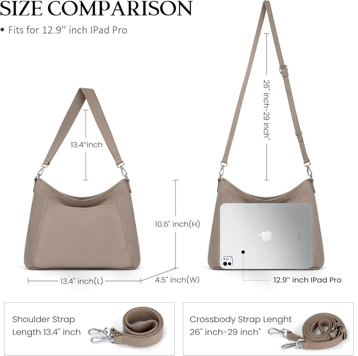 befen Genuine Leather Hobo Bag for Women, Genuine Leather Purse for Women Trendy Soft Handbags with 2 Straps