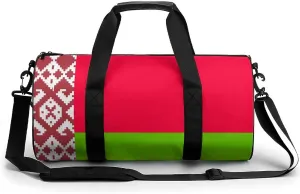 Belarus Flag Large Gym Duffel Bag with Wet Pocket for Men Women Travel Workout