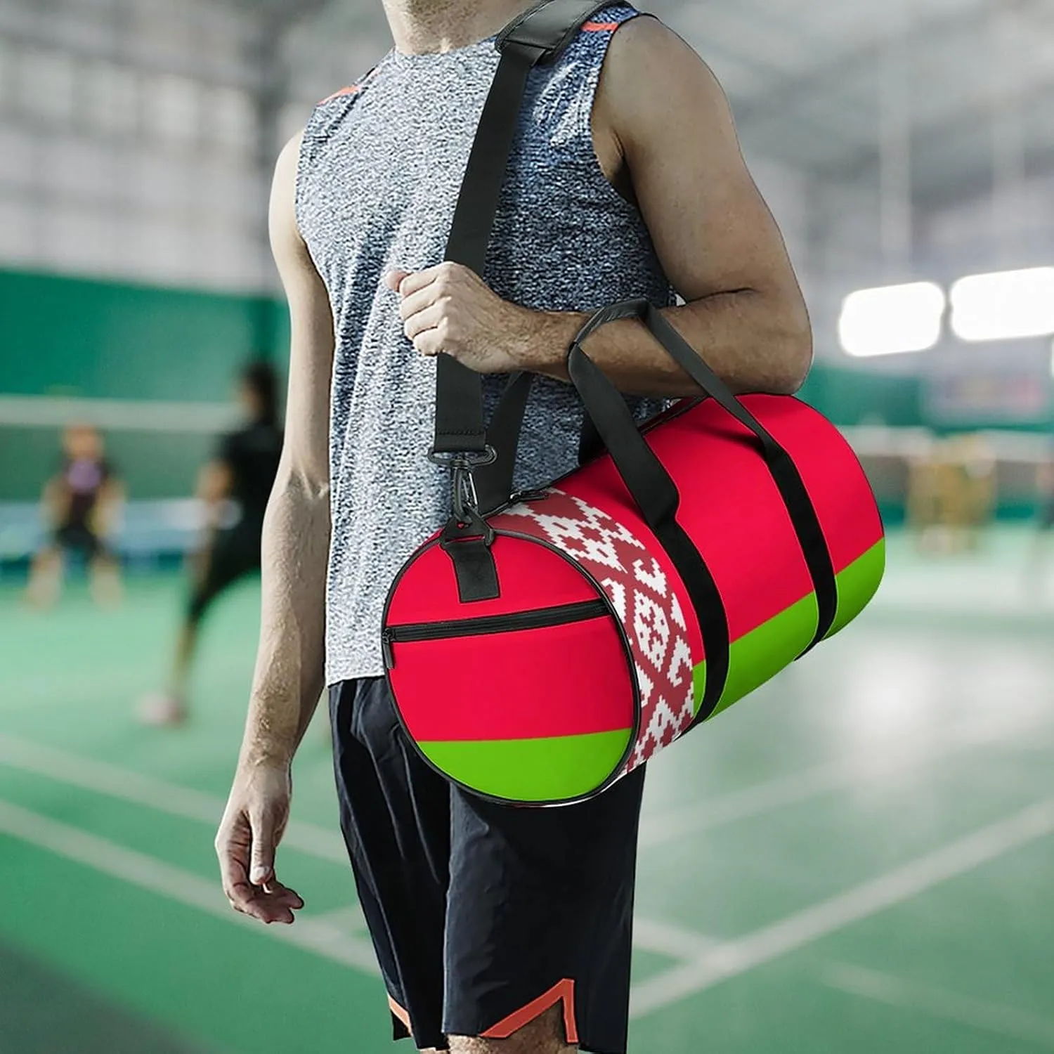 Belarus Flag Large Gym Duffel Bag with Wet Pocket for Men Women Travel Workout