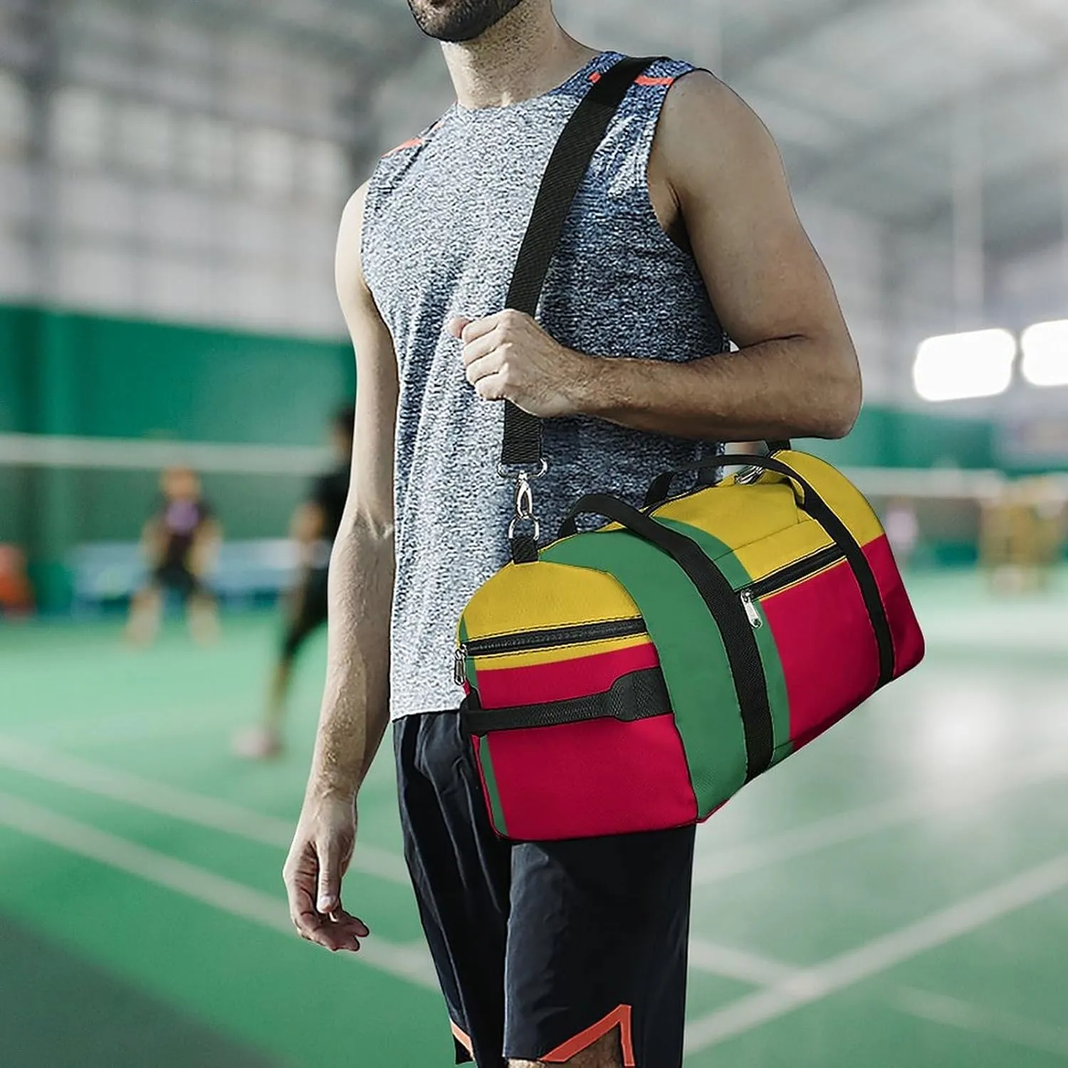 Benin Flag Sports Gym Bag for Boys Girls with Shoe Compartment Carry On
