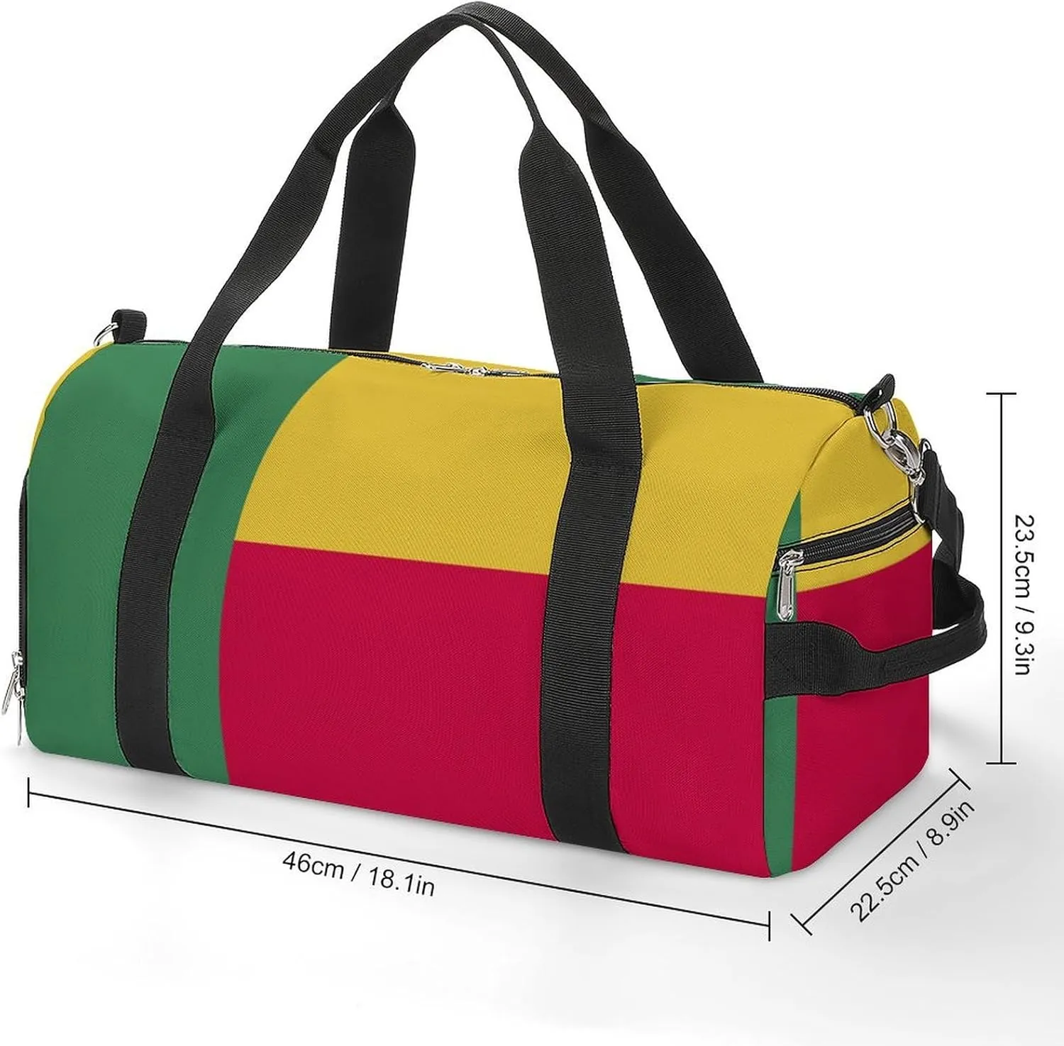 Benin Flag Sports Gym Bag for Boys Girls with Shoe Compartment Carry On
