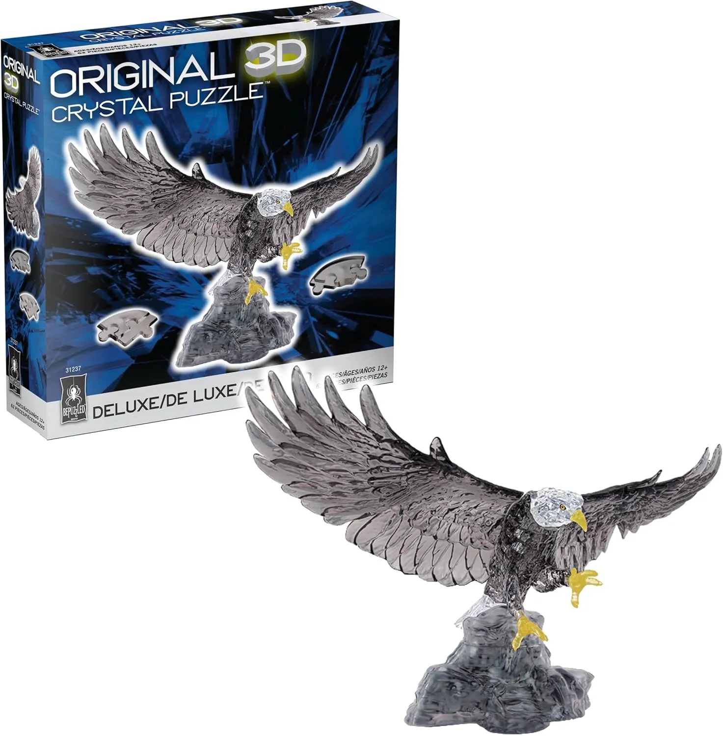BePuzzled, Eagle Deluxe Original 3D Crystal Puzzle, Perfect for Puzzlers Ages 12 and Up, Challenging to Complete and Beautiful to Display, Collect Them All