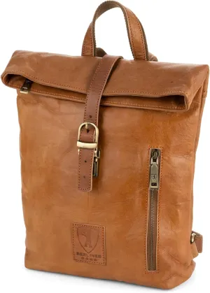 BERLINER BAGS Vintage Genuine Leather Backpack Seattle, Small Backpack, Bookbag for Women - Brown