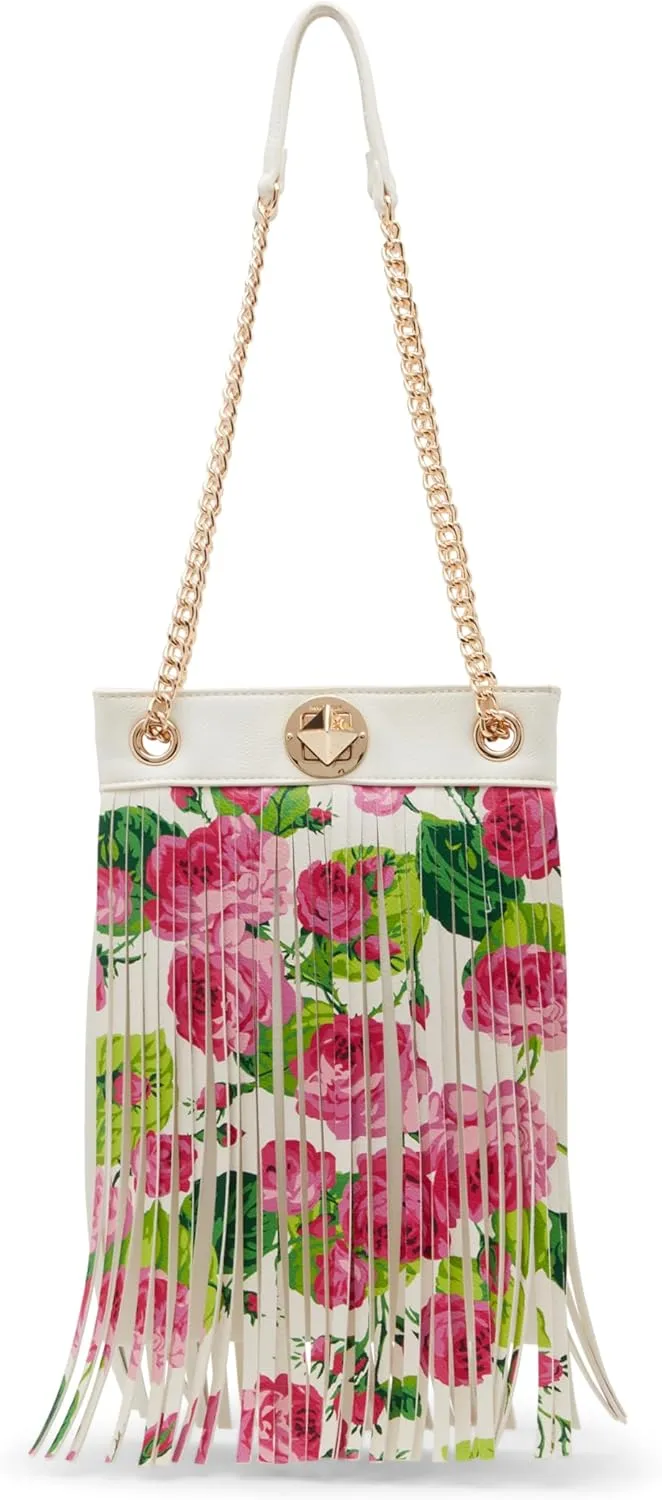 Betsey Johnson Secret Garden Fringe Crossbody, Pink