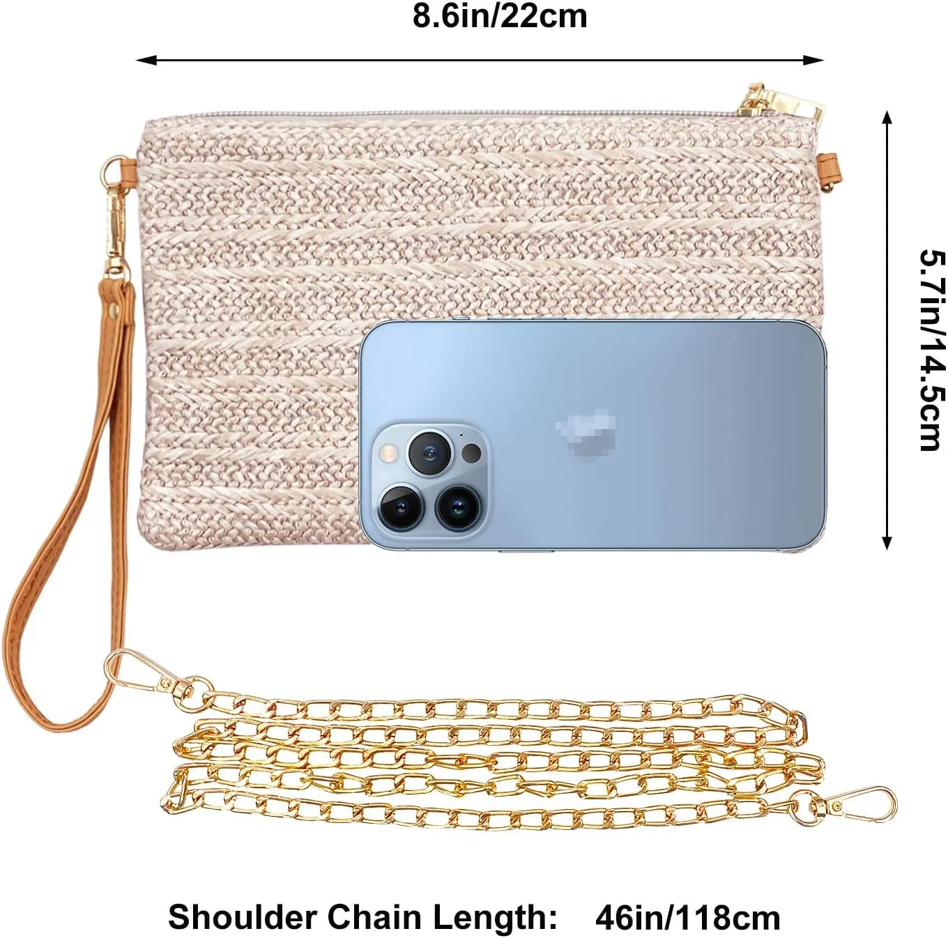 Beurlike Straw Clutch Purses for Women Beach Wristlet Wallet Small Cross body bag for Girls