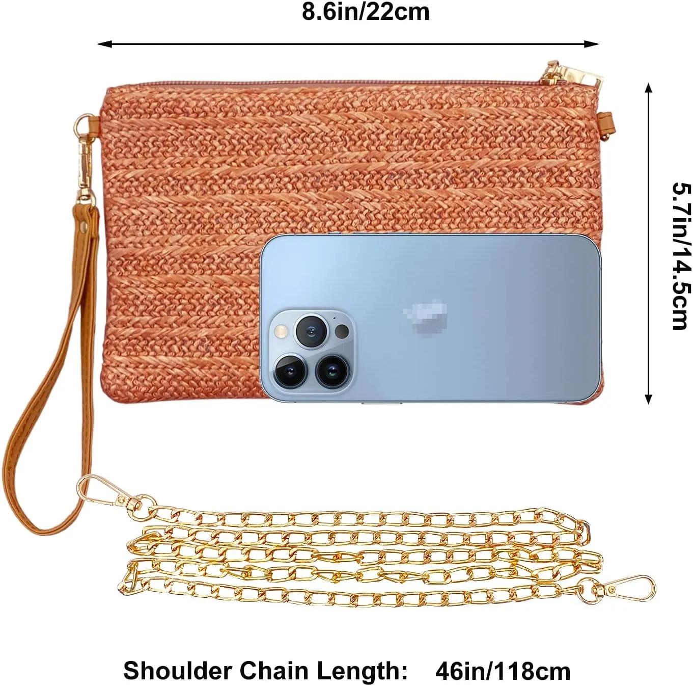 Beurlike Straw Clutch Purses for Women Beach Wristlet Wallet Small Cross body bag for Girls