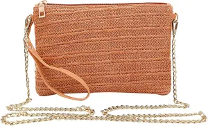 Beurlike Straw Clutch Purses for Women Beach Wristlet Wallet Small Cross body bag for Girls