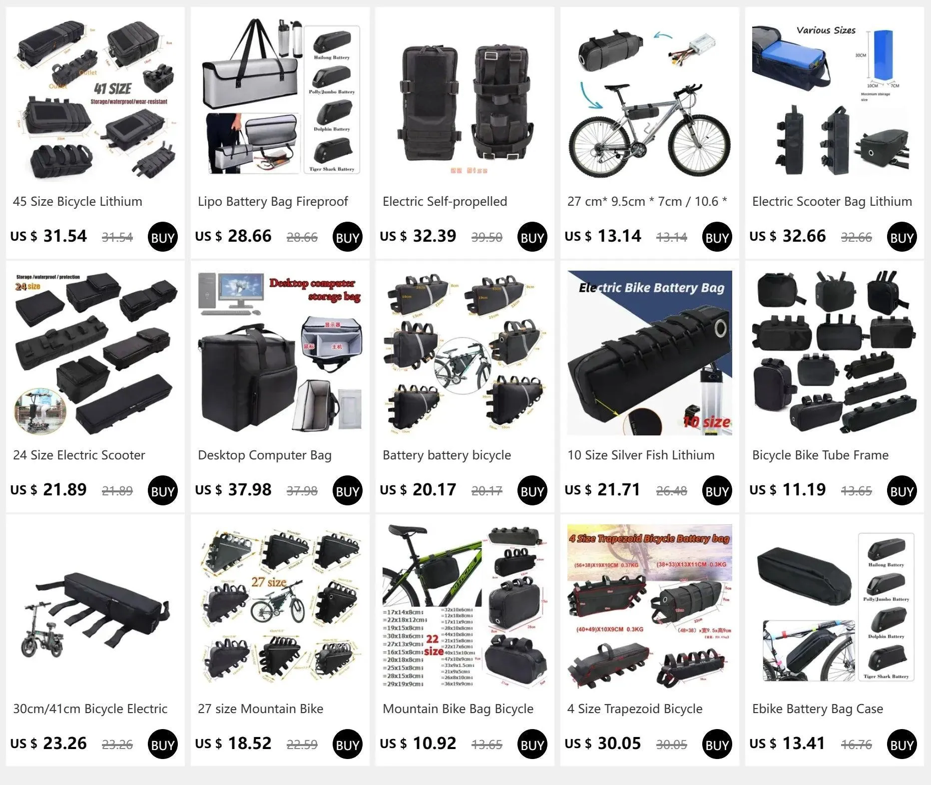 Bicycle Bike Tube Frame Pack Bag Case Battery li-ion Tool Box Storage MTB Ebike Hanging bike saddle bag