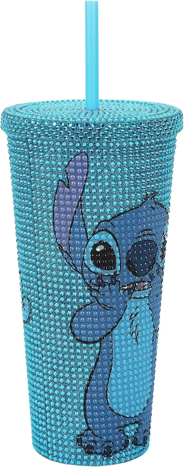 Bioworld Disney Stitch Sweet Thing 20 Oz Blue Rhinestone-Studded Plastic Cup