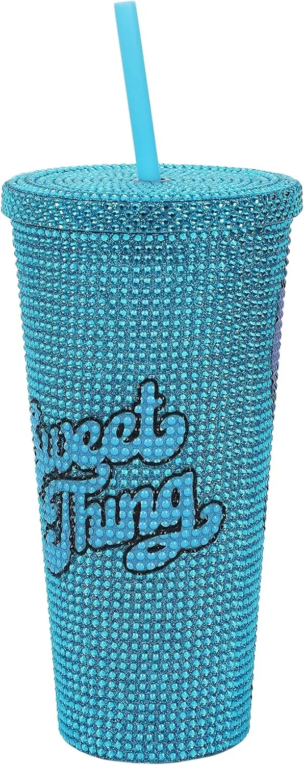 Bioworld Disney Stitch Sweet Thing 20 Oz Blue Rhinestone-Studded Plastic Cup