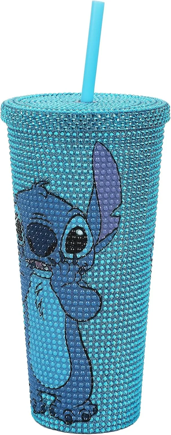 Bioworld Disney Stitch Sweet Thing 20 Oz Blue Rhinestone-Studded Plastic Cup