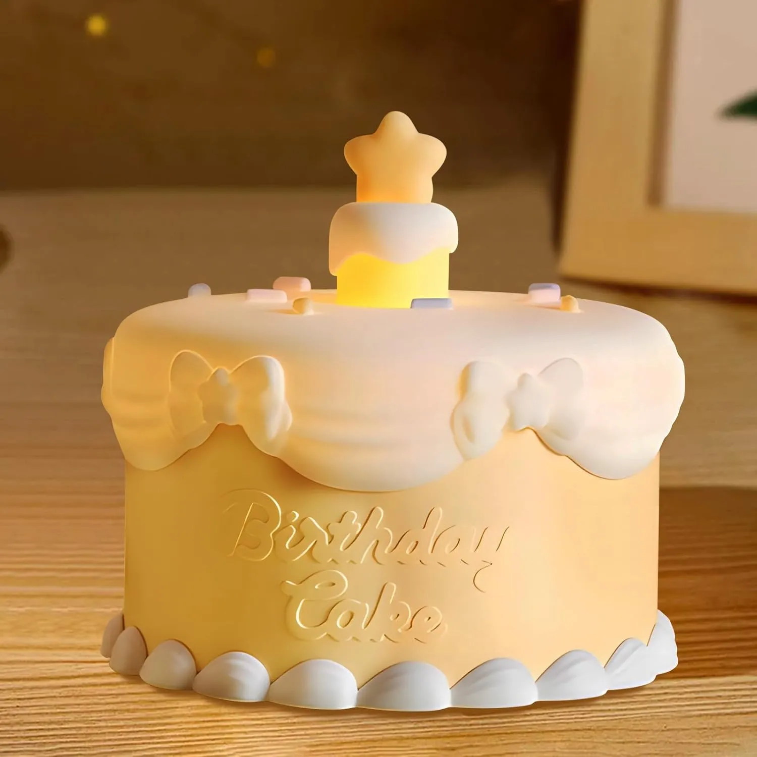 Birthday Gift Light with 3D Card,Silicone Night Light for Kids USB Rechargeable Cute Lamps Timer Setting Safe Bedside Lamp Gift for Girls New Year Chirstmas Thanksgiving Day
