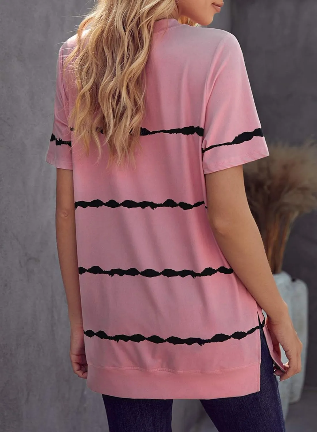 Biucly Womens Short Sleeve Crewneck Shirts Loose Casual Tee T-Shirt