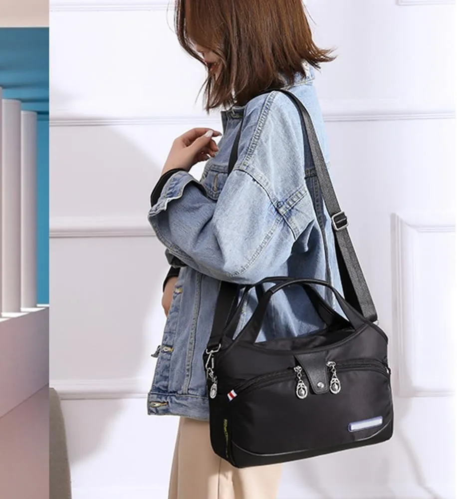 Blaciokamith Tote Bag,Soft Side Lightweight Underseat Tote,Multi-Pocket Fashion Waterproof Anti-Theft Handbag Crossbody