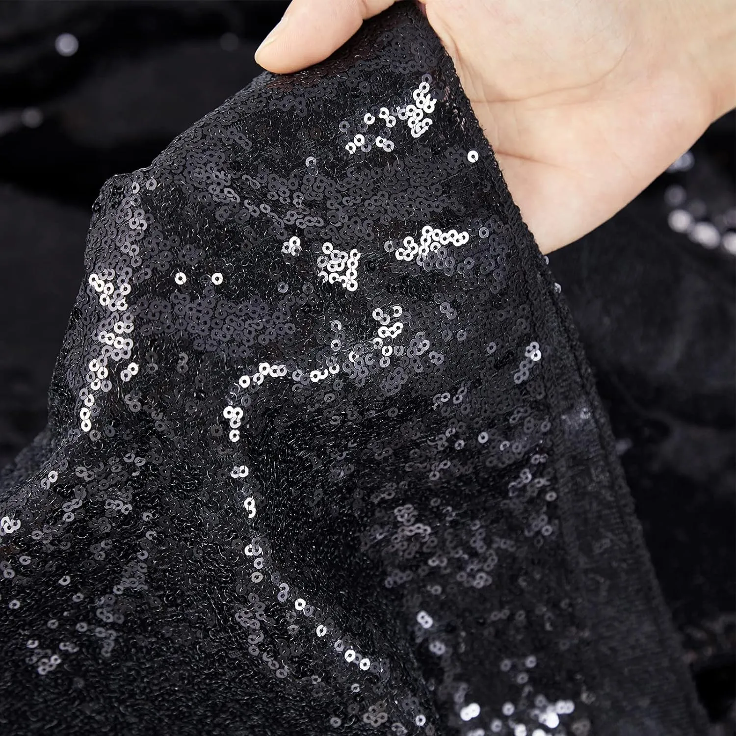Black Backdrop Curtains for Parties 2 Pcs 2ftx8ft Sequin Party Backdrop Seamless Photography Background Christmas Party Decoration Halloween Decoration