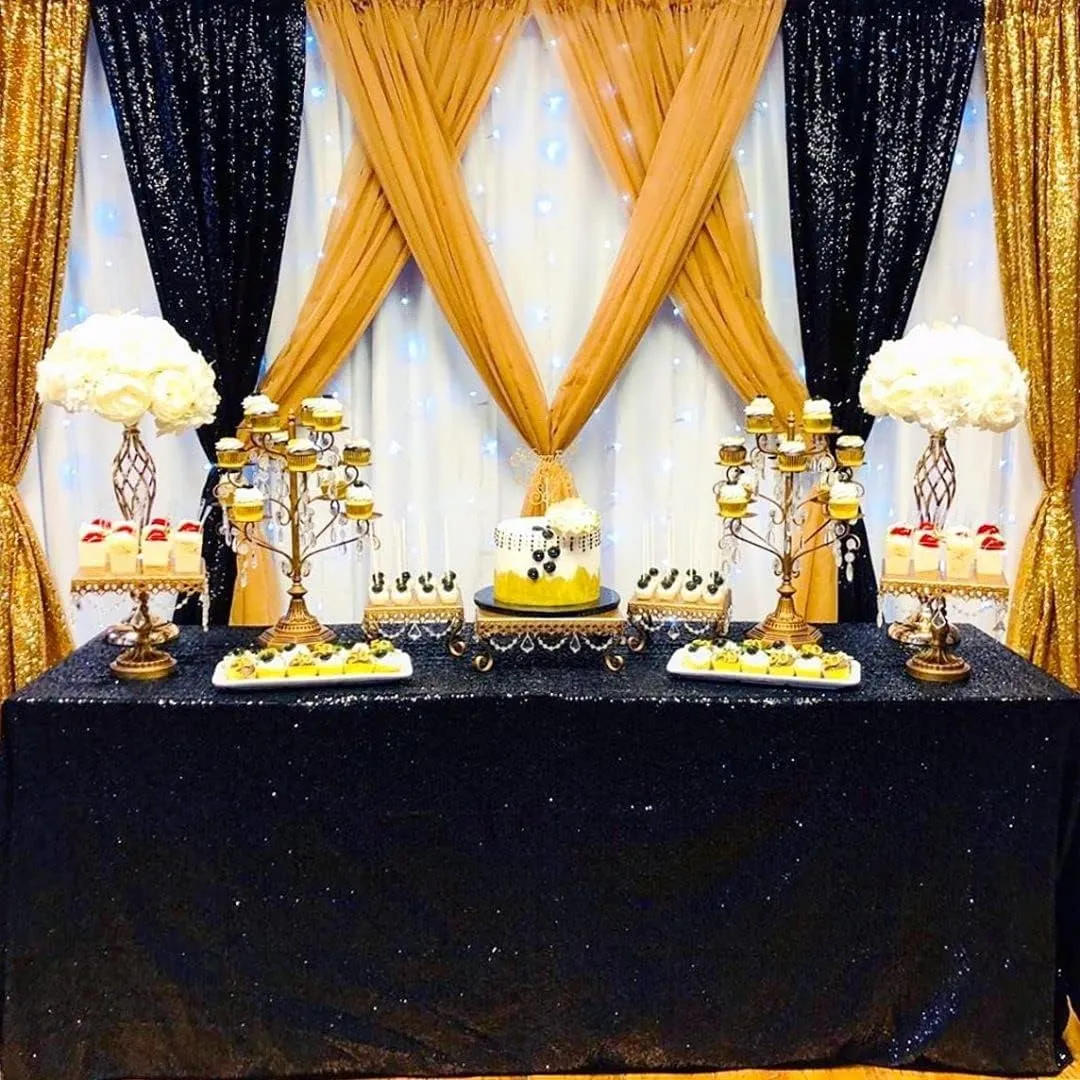 Black Backdrop Curtains for Parties 2 Pcs 2ftx8ft Sequin Party Backdrop Seamless Photography Background Christmas Party Decoration Halloween Decoration