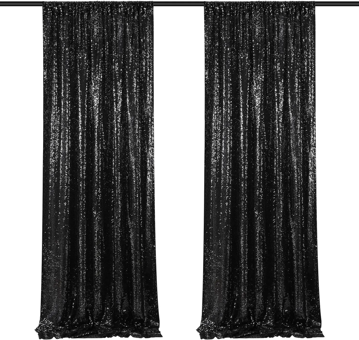 Black Backdrop Curtains for Parties 2 Pcs 2ftx8ft Sequin Party Backdrop Seamless Photography Background Christmas Party Decoration Halloween Decoration