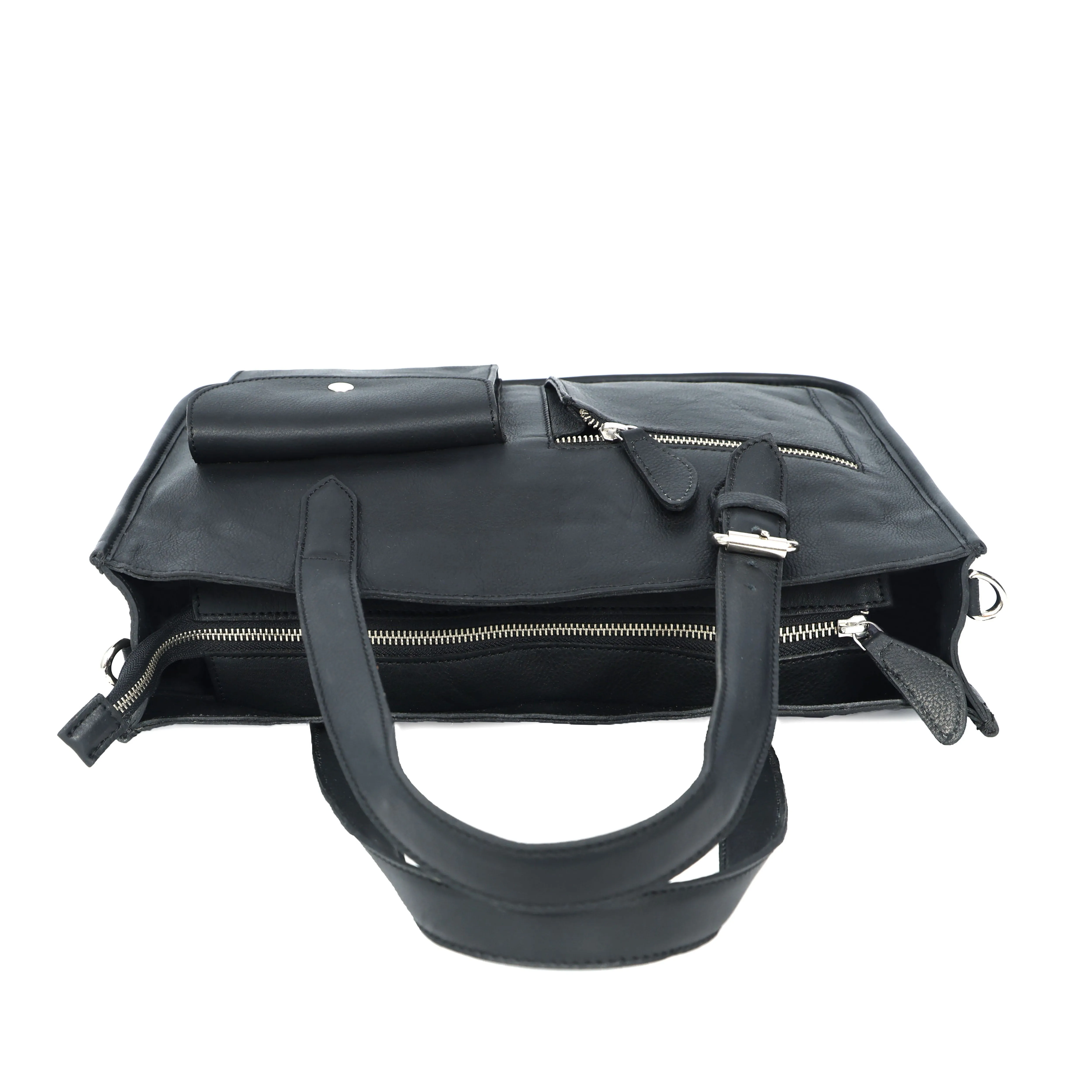 Black Soft Leather Handheld Bag – Lightweight & Elegant Daily Purse for Women. BG-1626