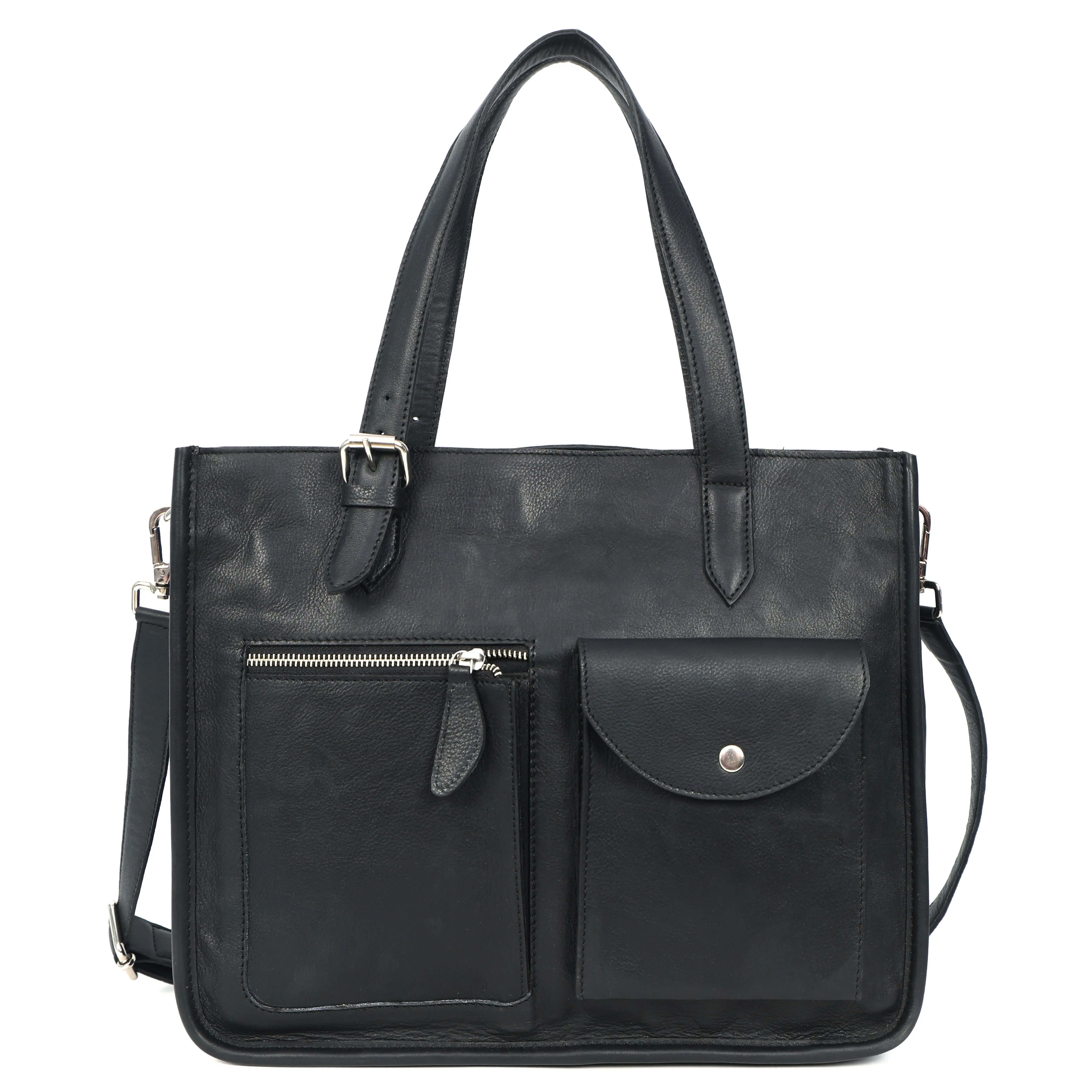 Black Soft Leather Handheld Bag – Lightweight & Elegant Daily Purse for Women. BG-1626