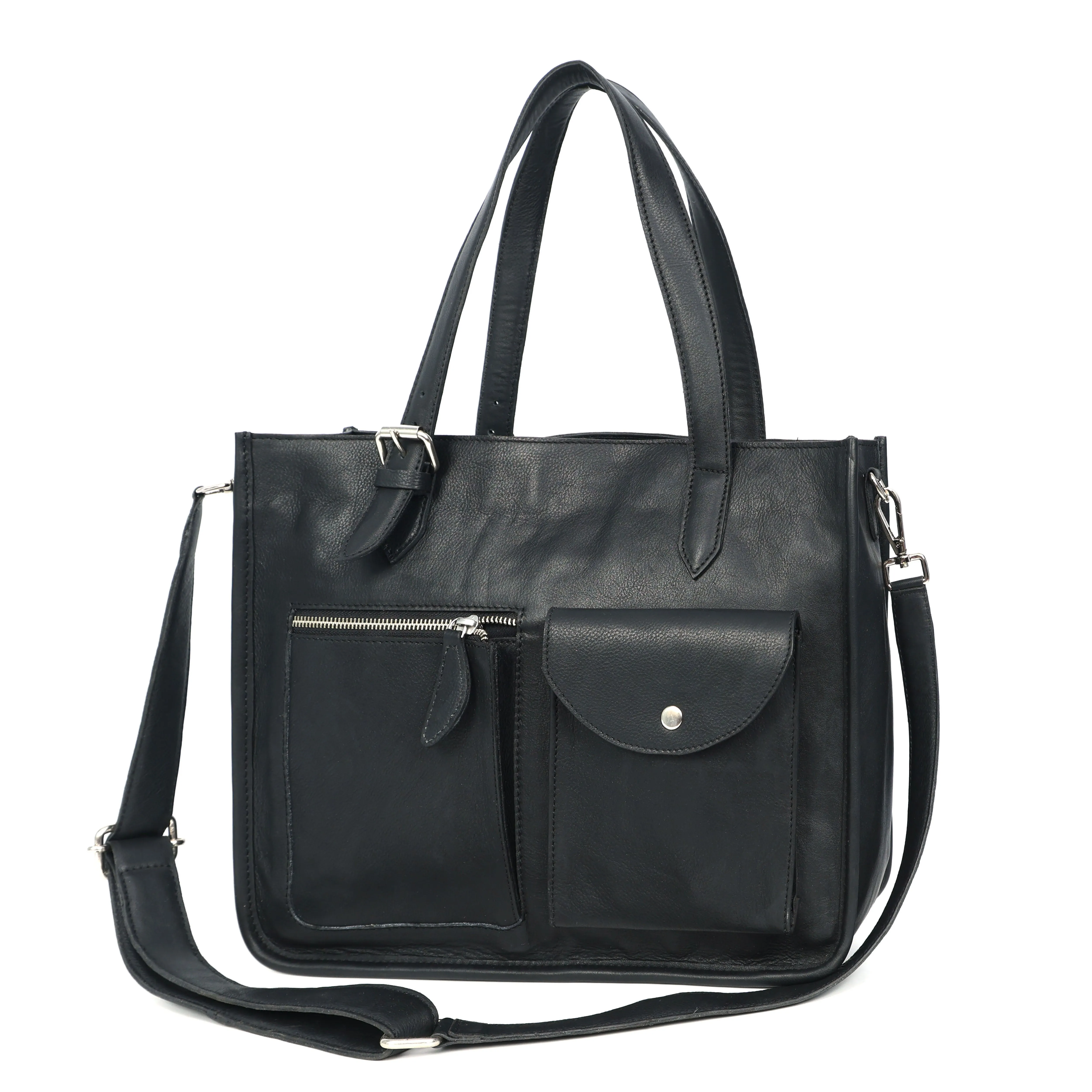 Black Soft Leather Handheld Bag – Lightweight & Elegant Daily Purse for Women. BG-1626