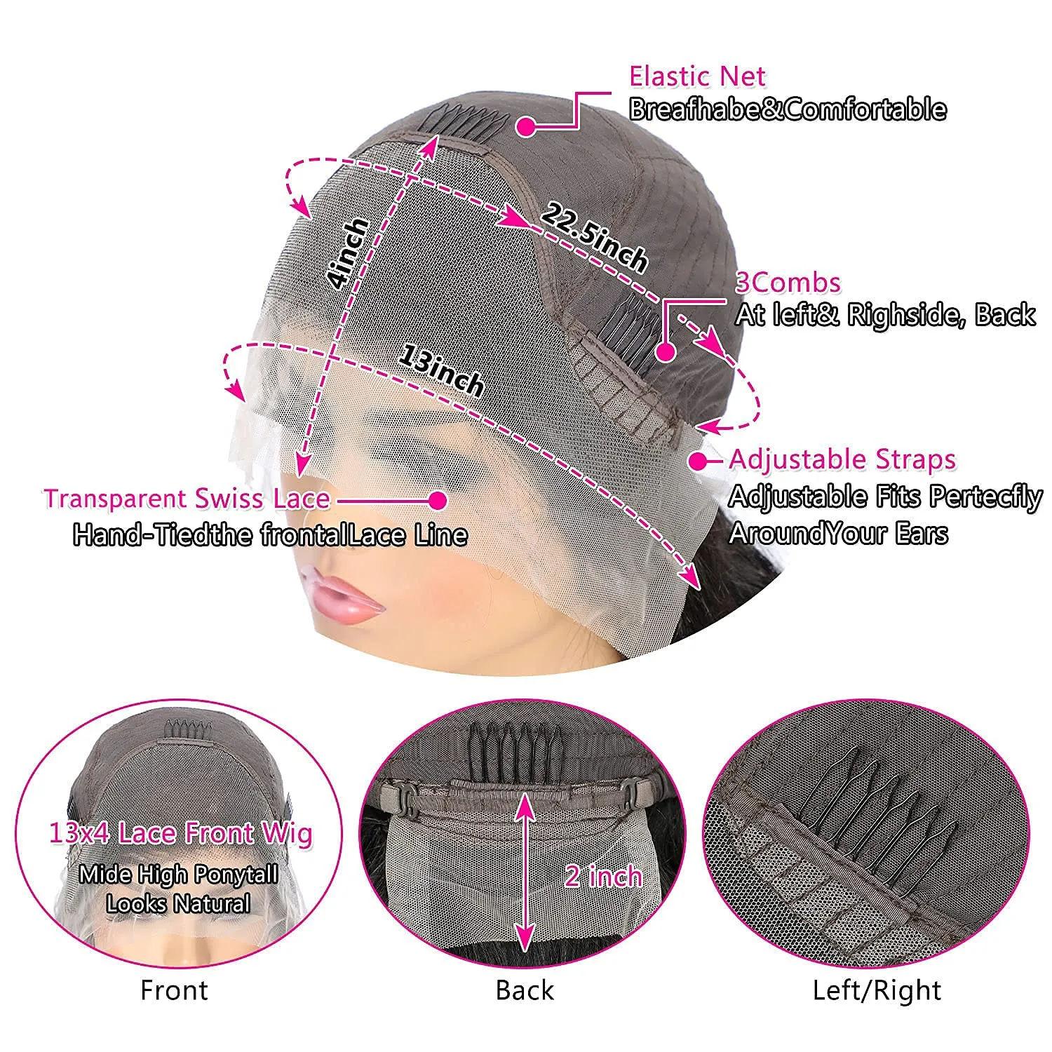 BLG 613 Skunk Striped Lace Front Wigs Human Hair 180% Density Glueless Skunk Stripe Human Hair Wigs for Women 22 Inch Body Wave Blonde Skunk Stripe Wig Human Hair Pre Plucked With Baby Hair