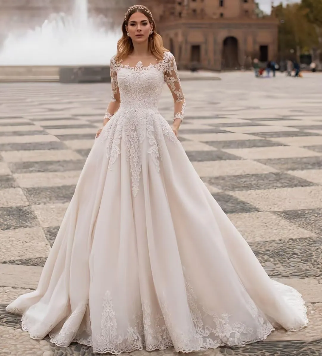 Boho Wedding Dresses for Women 2025 Tulle Lace Applique Bridal Gowns for Bride