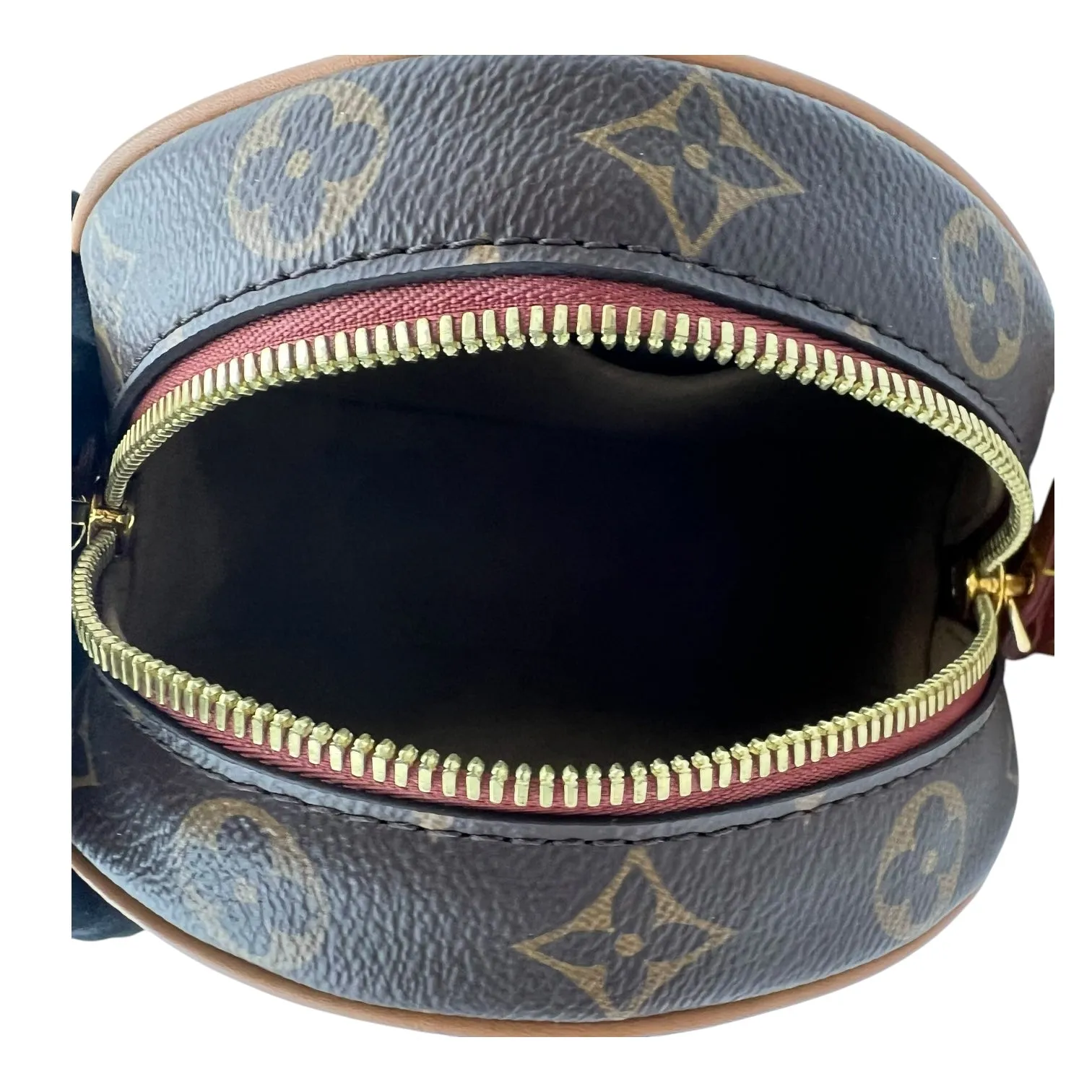 Boite a Chapeau Crossbody Bag Brown in Monogram Coated Canvas, Gold hardware