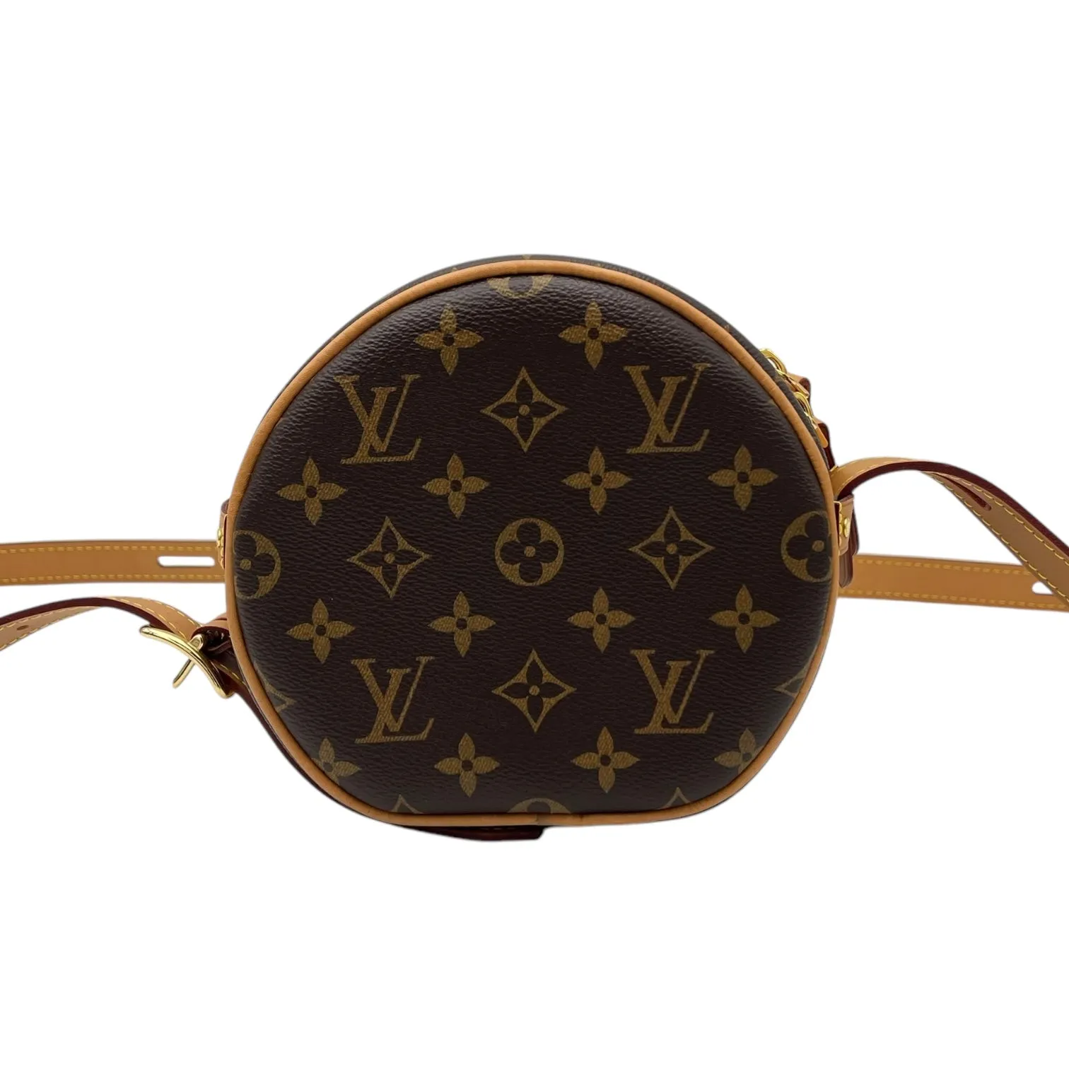 Boite a Chapeau Crossbody Bag Brown in Monogram Coated Canvas, Gold hardware